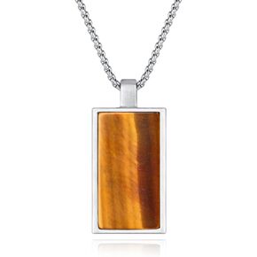 COAI Mens Rectangle Stone Pendant Necklace