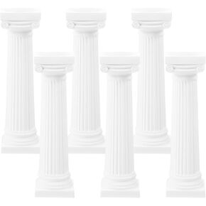 LIOOBO 6pcs Roman Column Model Greek Column Figure Greek Statue Decor Roman Pillar Statue Museum Statues Roman Pillar Decor Mini Roman Pillar Bookshelf Desktop Plastic White