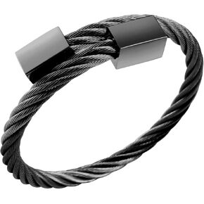 555Jewelry 2 Tone Adjustable Twisted Cable Wire Bangle Bracelet Cuff for Women & Men