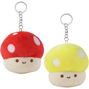 2Pcs Cute Mushroom Plush Keychain Valentine's Day Mother's Day and Children's Day Gift
