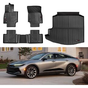 Floor Mats & Cargo Trunk Liner Compatible for 2023 2024 Toyota Crown All Weather TPE Rubber Protection Mat Black