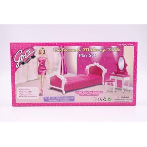 Girl's Favorite/Gloria Bedroom & Make-up Table Play Set Doll Furniture (No. 3014)