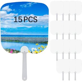 15 Pcs Church Fans Handheld Set,Sublimation Fans Blank Double-Sided Sublimation Paddle Fan Blanks ，DIY Hand Fans for Church Parties and Wedding Fans for Guests