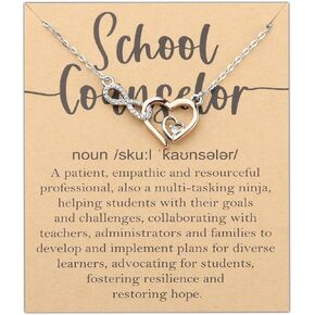 PLITI School Counselor Gift Counselor Appreciation Gift Infinity Heart Necklace For Guidance Counselor