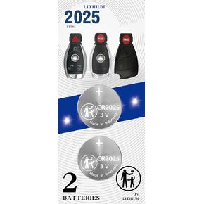 (2 Pack CR2025 2025 Remote Key Fob Battery Replacement for Mercedes Benz Accessories MB 1995-2015 IYZ-3312 IYZ3312 IYZDC and 5WK47283 20490562029999 20490511049999 (Fits 2, 3,4 Button)