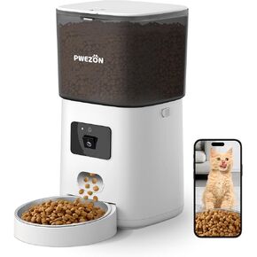 5G Automatic Cat Feeder with HD Camera, 2.4G&5G WiFi 6L Smart Cat Food Dispenser, Night Vision, Motion Detection, 1080P Camera Dog Food Dispenser Dog Feeder Automatic Pet Feeder
