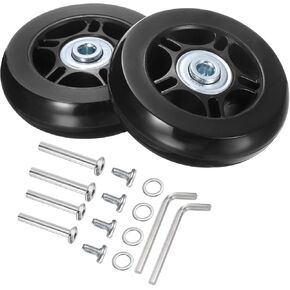uxcell Luggage Wheels Replacement 70 x 19mm/2.8" x 0.8" Rubber Swivel Caster Bearing Wheels Repair Kits for Suitcase Inline Outdoor Skate, Black 1Set