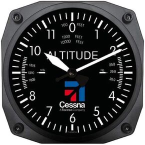 Trintec Cessna Altimeter Clock 6.5" Square with Logo