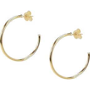 Everybody's Favorite Petite 1.5 Inch Tubular Lightweight Hoop Earrings in Shiny Polished Champagne. 18k Gold and 18k Rose Gold Metal Plated