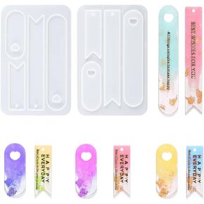 Weenkeey 2 Pcs Bookmark Resin Molds Oval Triangular Tail Bookmarks Silicone Mold DIY Bookmark Casting Molds for DIY Craft Decor