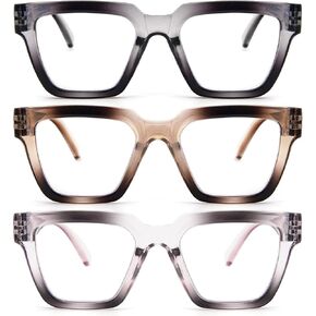 KoKoBin 6 Pack Oprah Style Reading Glasses for Women， Oversize Square Frame Blue Light Blocking Comfortable Readers