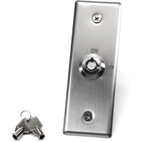 Fielect S40K Key Switch Lock On/Off Exit Switch Emergency Door Release SPST for Access Control Panel Mount with 2 Keys 52 * 36mm 1pcs