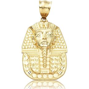 حلية معلقة على شكل رأس مصري من الذهب الأصفر عيار 10 قيراط والألماس على شكل فرعون الملك توت (1.51 بوصة × 0.84 بوصة) in Kuwait