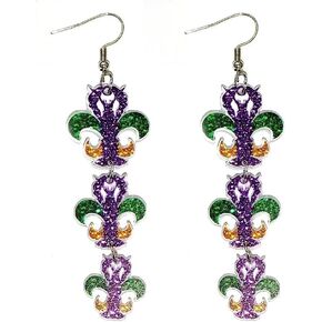 أقراط متدلية من الأكريليك من ماردي غرا، أقراط كرنفال متألقة ملونة وقبعة على شكل جراد البحر للنساء والفتيات هدايا مجوهرات للعطلات in Kuwait