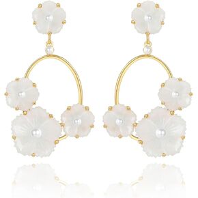 Floral Statement Post Earring, Mop Finishing Florals Earrings, Every Day Flower Earring