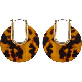 إكسسوارات لوكس أقراط متدلية دائرية الشكل من الراتينج الذهبي بطبعة جلد الفهد in Kuwait