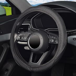 غطاء عجلة القيادة المطاطي المطاطي من كافيك، مقاس 15 بوصة، جلد أسود من الألياف الدقيقة، مجموعة من قطعتين in Kuwait