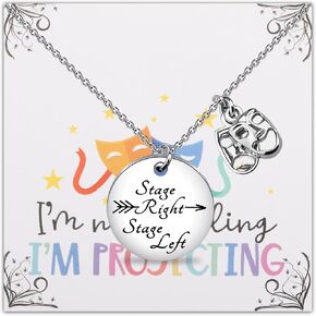 PLITI Drama Theater Gift Theatre Life Gift Drama Lover Gift Stage Right Stage Left Comedy Tragedy Mask Necklace For Actress