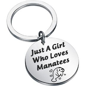 FEELMEM Manatee Jewelry Just A Girl Who Loves Manatees Keychain Manatee Lover Gifts Tropical Manatee Sea Cow Gift