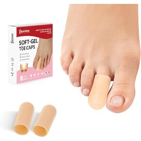Bukihome Small Gel Toe Protectors - 8 Pack Toe Sleeves with Aloe Vera Extract - Silicone Toe Caps and Toe Protectors for Corns, Calluses, Blisters, Ingrown Toenails, Hammer Toes
