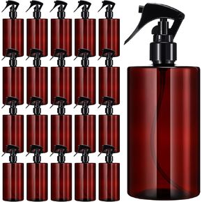 20 Pcs 16 oz Amber Spray Bottles Empty Refillable Plastic Bottles with Trigger Sprayers Spray Water Bottle for Water Essential Oils Hair Cleaning Products