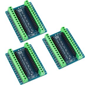 3pcs for Nano 3.0 Breakout Board Screw Terminal 3.5mm / 0.14" GPIO Expansion Shield for Arduino Nano V3.0 AVR ATMEGA328P Module (Blue)