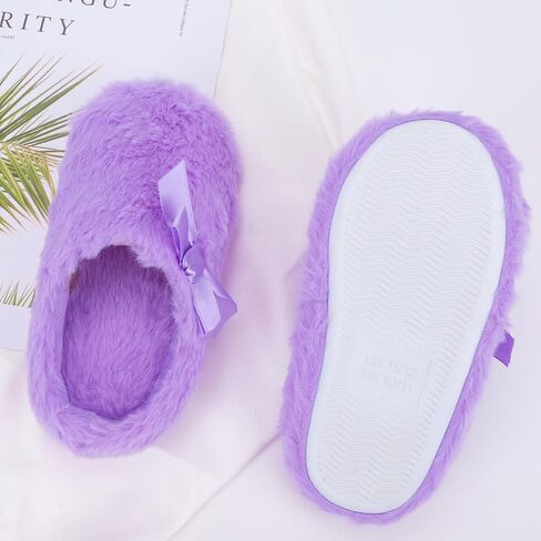 MEJORMEN Girls Fluffy House Slippers Cozy Plush Slip-on House Shoes Kids Warm Bedroom Slippers Memory Foam Slippers for Indoor Outdoor in Saudi Arabia