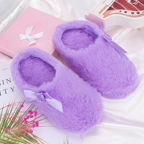 MEJORMEN Girls Fluffy House Slippers Cozy Plush Slip-on House Shoes Kids Warm Bedroom Slippers Memory Foam Slippers for Indoor Outdoor in Saudi Arabia