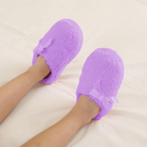 MEJORMEN Girls Fluffy House Slippers Cozy Plush Slip-on House Shoes Kids Warm Bedroom Slippers Memory Foam Slippers for Indoor Outdoor in Saudi Arabia