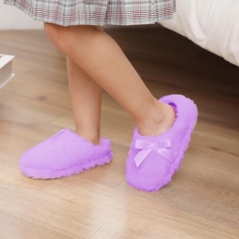 MEJORMEN Girls Fluffy House Slippers Cozy Plush Slip-on House Shoes Kids Warm Bedroom Slippers Memory Foam Slippers for Indoor Outdoor in Saudi Arabia