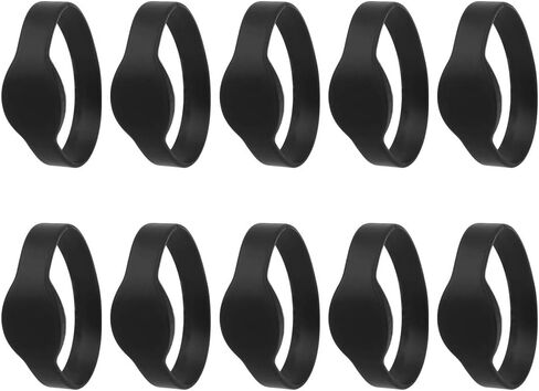 RFID Card Reader, Contactless RFID Proximity Smart Card, RFID Wristband Silicone Bracelet Waterproof IC Card for Swimming Pool Sauna Room (10pcs)(Black) in Saudi Arabia