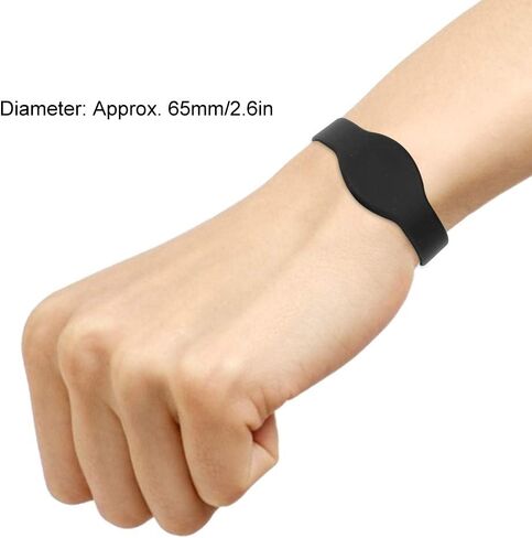 RFID Card Reader, Contactless RFID Proximity Smart Card, RFID Wristband Silicone Bracelet Waterproof IC Card for Swimming Pool Sauna Room (10pcs)(Black) in Saudi Arabia