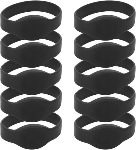 RFID Card Reader, Contactless RFID Proximity Smart Card, RFID Wristband Silicone Bracelet Waterproof IC Card for Swimming Pool Sauna Room (10pcs)(Black) in Saudi Arabia