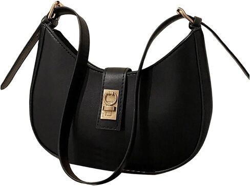 GORGLITTER Wonen's Metal Decor Crescent Shoulder Bags Leather Handbag Crossbody Bag Zipper Underarm Bag in Saudi Arabia