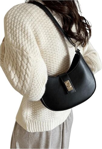 GORGLITTER Wonen's Metal Decor Crescent Shoulder Bags Leather Handbag Crossbody Bag Zipper Underarm Bag in Saudi Arabia