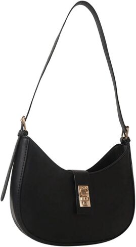GORGLITTER Wonen's Metal Decor Crescent Shoulder Bags Leather Handbag Crossbody Bag Zipper Underarm Bag in Saudi Arabia