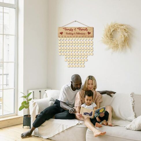 هدايا للأمهات الجدات، لوحة تقويم خشبية لتذكير عيد ميلاد العائلة، معلقة على الحائط DIY مع 100 بطاقة، أفضل هدايا عيد ميلاد لمنزل الأم والجدة in Kuwait