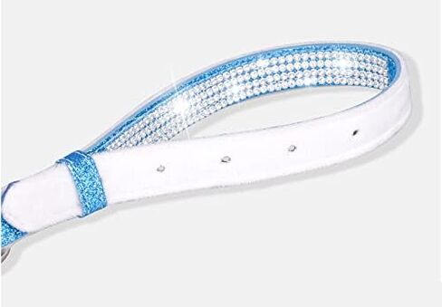 Rhinestone Dog Collar, Cute Dazzling Sparkling Leather Dog Cat Rhinestone Collar Crystal Diamond Pet Dog Puppy Collar (S:21-27cm, Blue) in Kuwait
