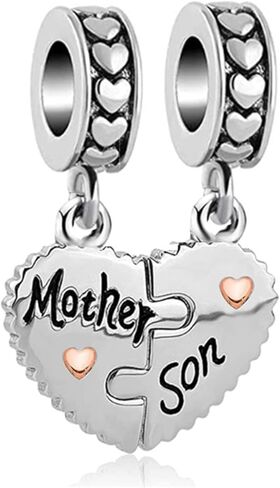 Women Child Daughter Son Mother Mom Love Heart Dangle Charm for Bracelets Pendants Necklaces 2Pcs in Saudi Arabia