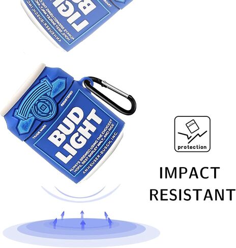 Silicone Case for Airpod 2/1 gen, Funny Fashion Cute Cool Drink Design Protective Case with Keychain for Apple AirPods for Girls Men Boy (Blue Beer) in Saudi Arabia