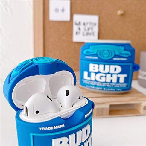 Silicone Case for Airpod 2/1 gen, Funny Fashion Cute Cool Drink Design Protective Case with Keychain for Apple AirPods for Girls Men Boy (Blue Beer) in Saudi Arabia