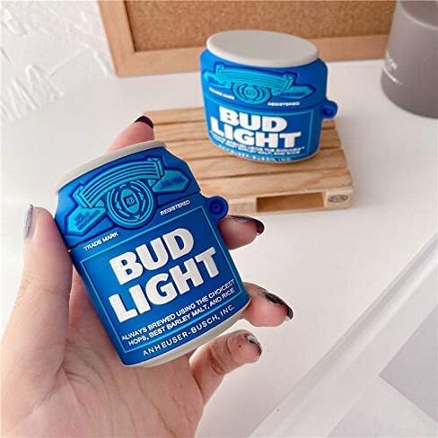 Silicone Case for Airpod 2/1 gen, Funny Fashion Cute Cool Drink Design Protective Case with Keychain for Apple AirPods for Girls Men Boy (Blue Beer) in Saudi Arabia
