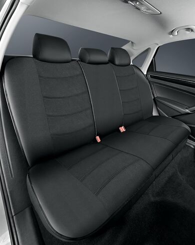 أغطية مقاعد السيارة من الجلد الصناعي من PIC AUTO، مجموعة كاملة من أغطية مقاعد السيارات باللون الأسود، مقاعد أمامية وخلفية، وسادة هوائية متوافقة عالميًا تناسب معظم السيارات وسيارات الدفع الرباعي والشاحنات والشاحنات الصغيرة in Kuwait