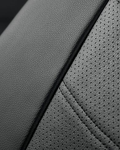 أغطية مقاعد السيارة من الجلد الصناعي من PIC AUTO، مجموعة كاملة من أغطية مقاعد السيارات باللون الأسود، مقاعد أمامية وخلفية، وسادة هوائية متوافقة عالميًا تناسب معظم السيارات وسيارات الدفع الرباعي والشاحنات والشاحنات الصغيرة in Kuwait