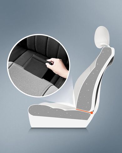 أغطية مقاعد السيارة من الجلد الصناعي من PIC AUTO، مجموعة كاملة من أغطية مقاعد السيارات باللون الأسود، مقاعد أمامية وخلفية، وسادة هوائية متوافقة عالميًا تناسب معظم السيارات وسيارات الدفع الرباعي والشاحنات والشاحنات الصغيرة in Kuwait