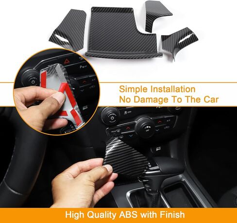 JeCar Interior Accessories Center Console Gear Shift Front Storage Trim Panel for 2011-2020 Dodge Charger, Carbon Fiber, 4PCs in Saudi Arabia