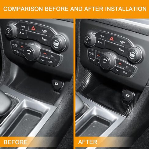 JeCar Interior Accessories Center Console Gear Shift Front Storage Trim Panel for 2011-2020 Dodge Charger, Carbon Fiber, 4PCs in Saudi Arabia