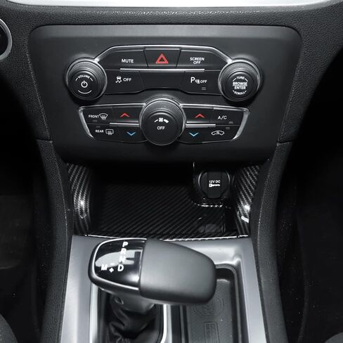 JeCar Interior Accessories Center Console Gear Shift Front Storage Trim Panel for 2011-2020 Dodge Charger, Carbon Fiber, 4PCs in Saudi Arabia