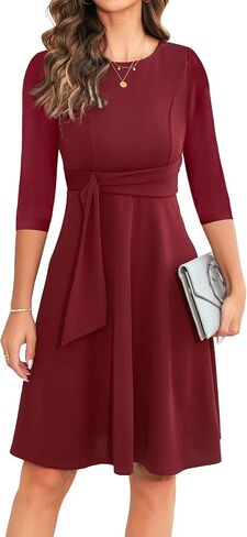 OWIN Womens 2023 Elegant Ruffle Sleeve Flared A Line Swing Casual Party Cocktail Dresses in Kuwait