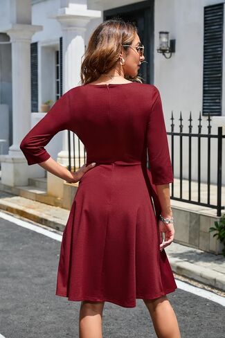 OWIN Womens 2023 Elegant Ruffle Sleeve Flared A Line Swing Casual Party Cocktail Dresses in Kuwait